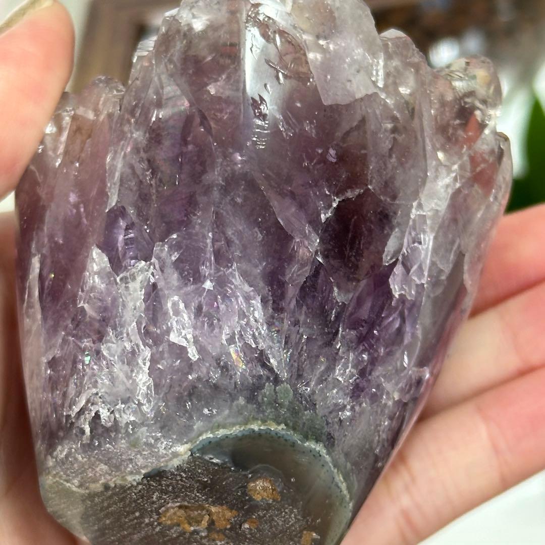 超希少 高品質 透明度高 虹入 アメジスト 花の形 ブーケ バラ 美しい 綺麗