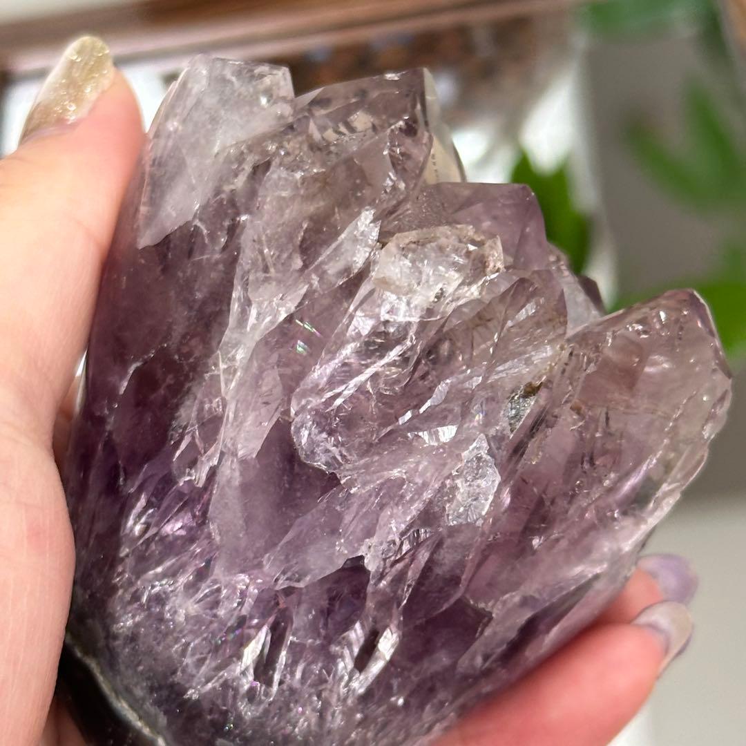 超希少 高品質 透明度高 虹入 アメジスト 花の形 ブーケ バラ 美しい 綺麗