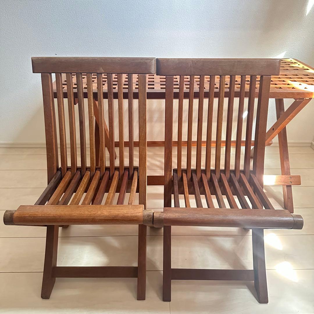 Used☆ビンテージテーブルセット☆ウッドオシャレテーブル3点セット