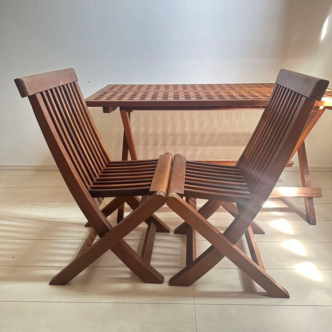 Used☆ビンテージテーブルセット☆ウッドオシャレテーブル3点セット