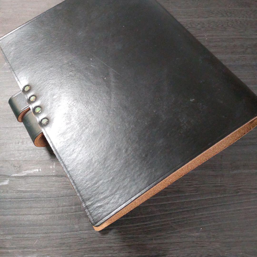 一枚革英国産ブライドルレザー手帳　A5サイズブラック　旧タイプ