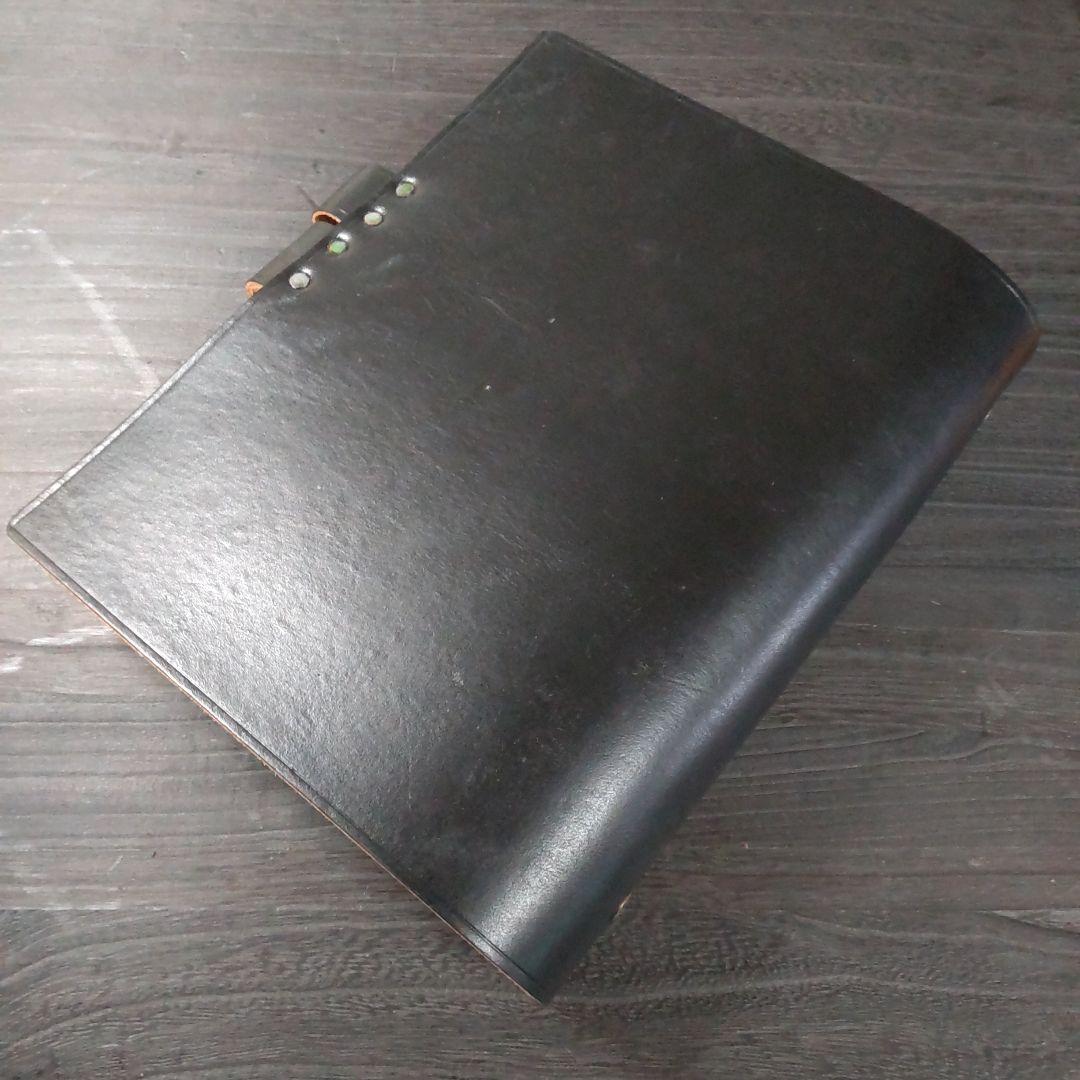 一枚革英国産ブライドルレザー手帳　A5サイズブラック　旧タイプ