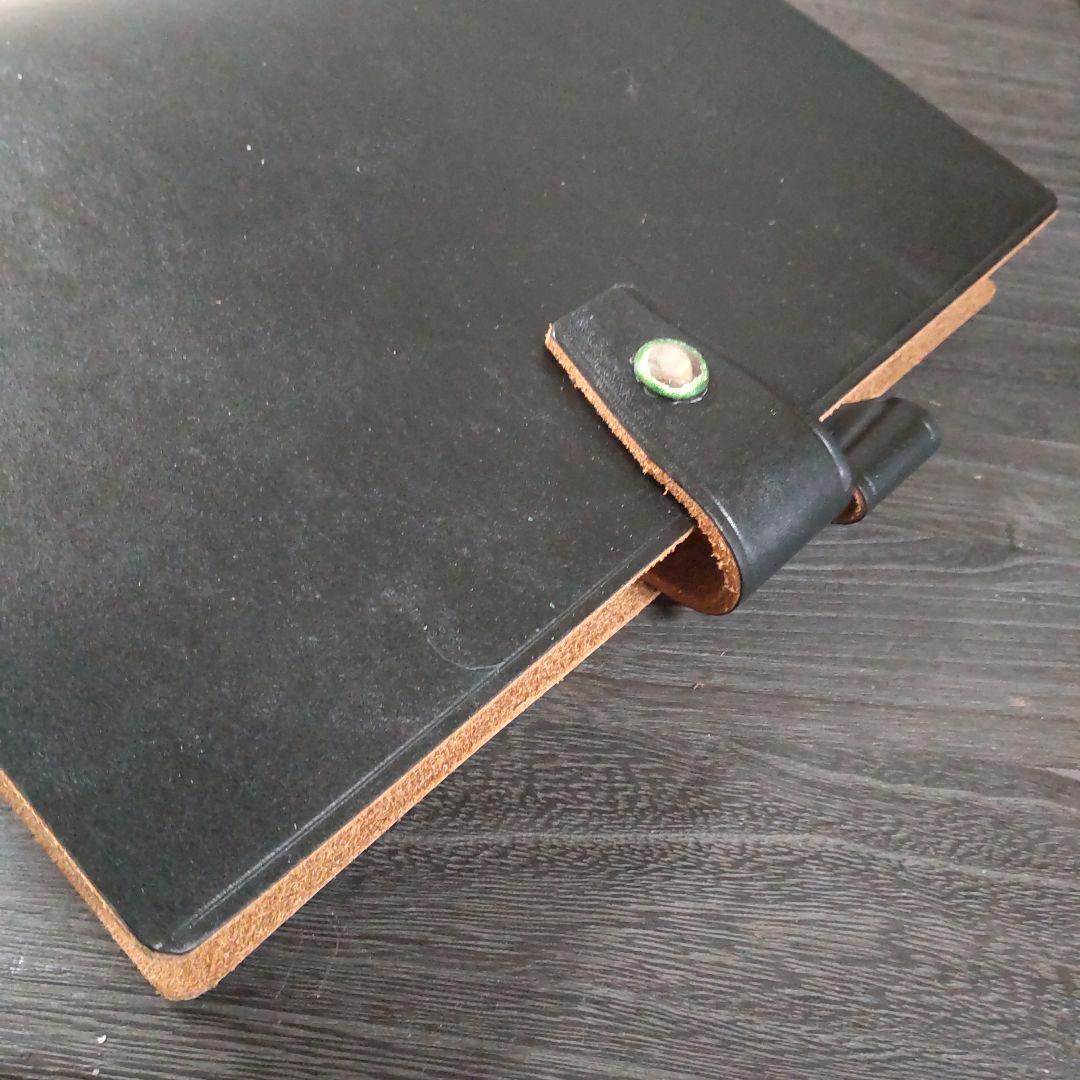 一枚革英国産ブライドルレザー手帳　A5サイズブラック　旧タイプ