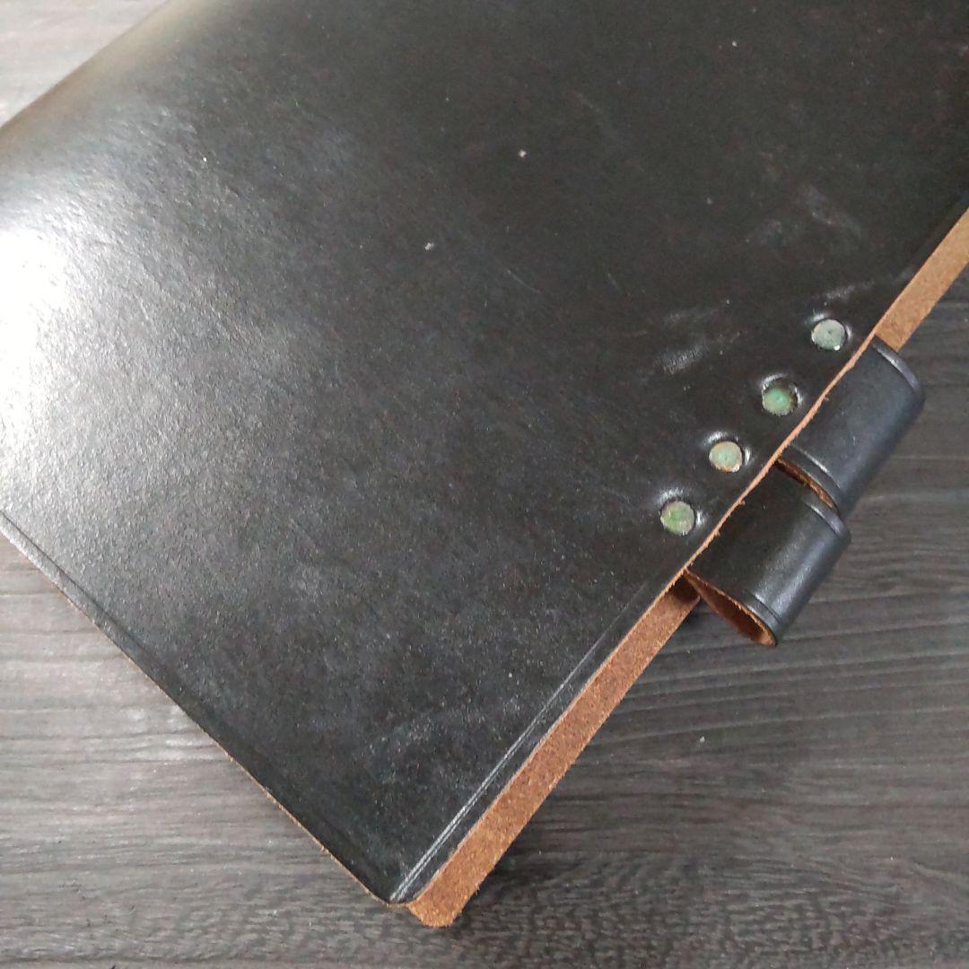 一枚革英国産ブライドルレザー手帳　A5サイズブラック　旧タイプ