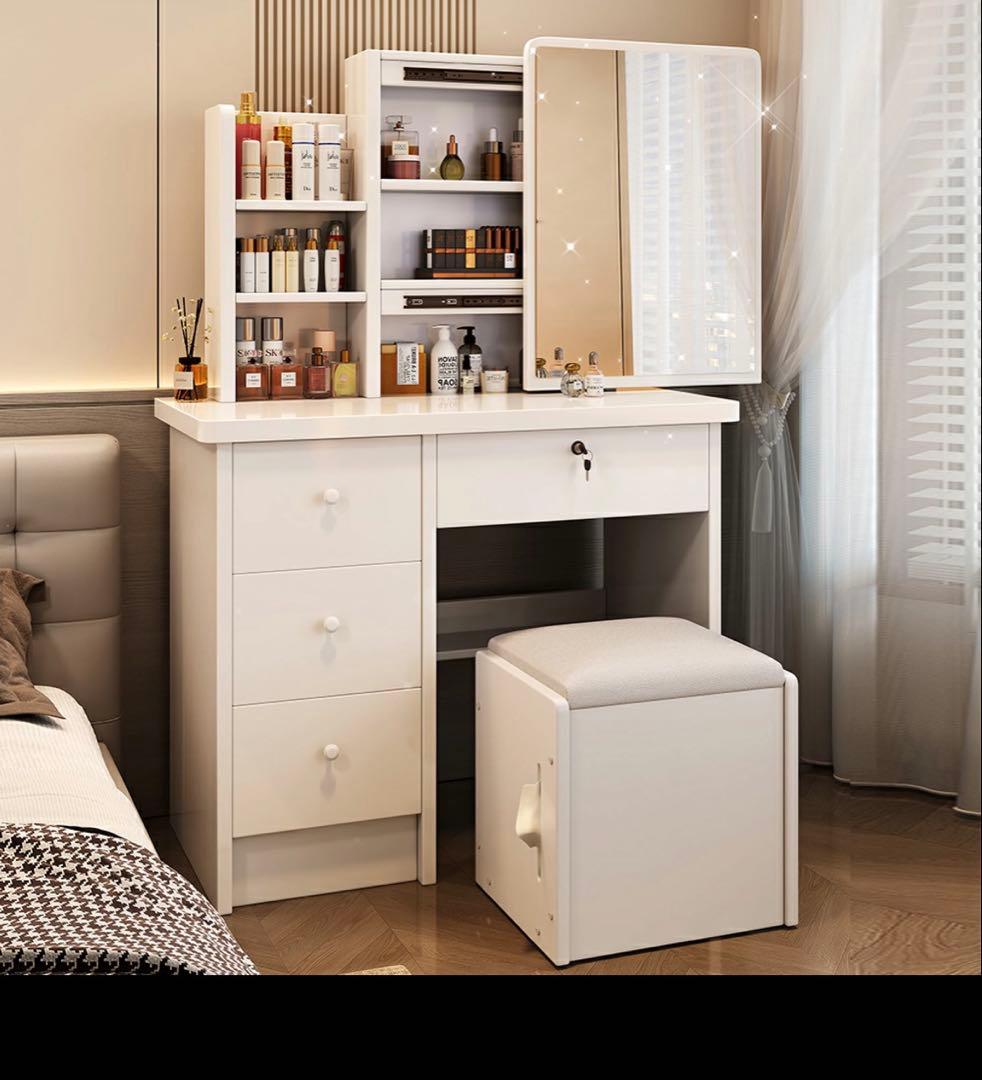 ホワイトドレッサー・鏡台・収納付き