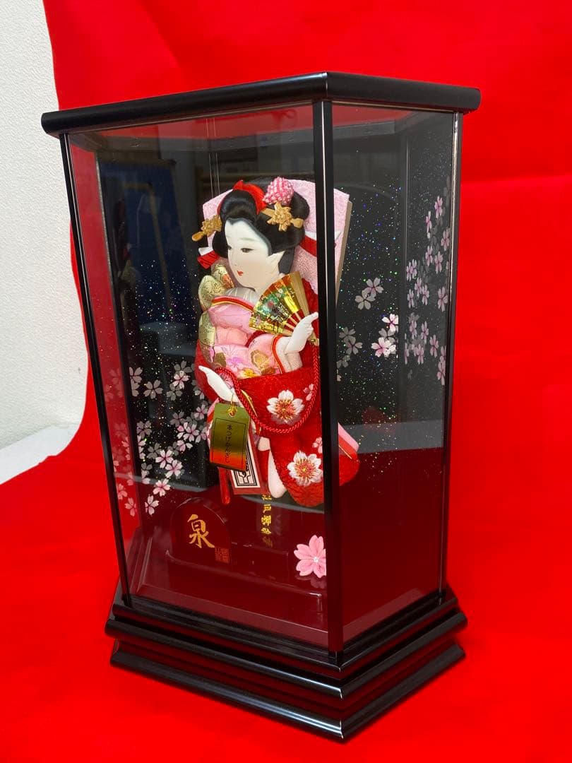 羽子板　六角ガラスケース８号・サイズ間口約３０×奥行約２１×高さ約４０㎝