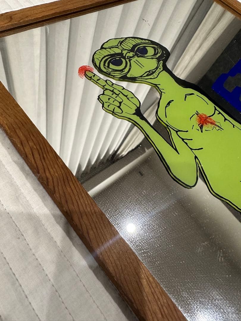 超レア ビンテージ　80s E.T.キャラクター 壁掛け鏡 木製フレーム