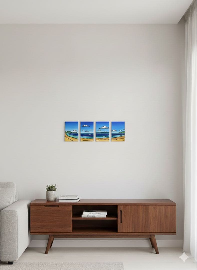 海の絵 由比ヶ浜 インテリアアート サムホール 油絵 原画 風景画 KURO