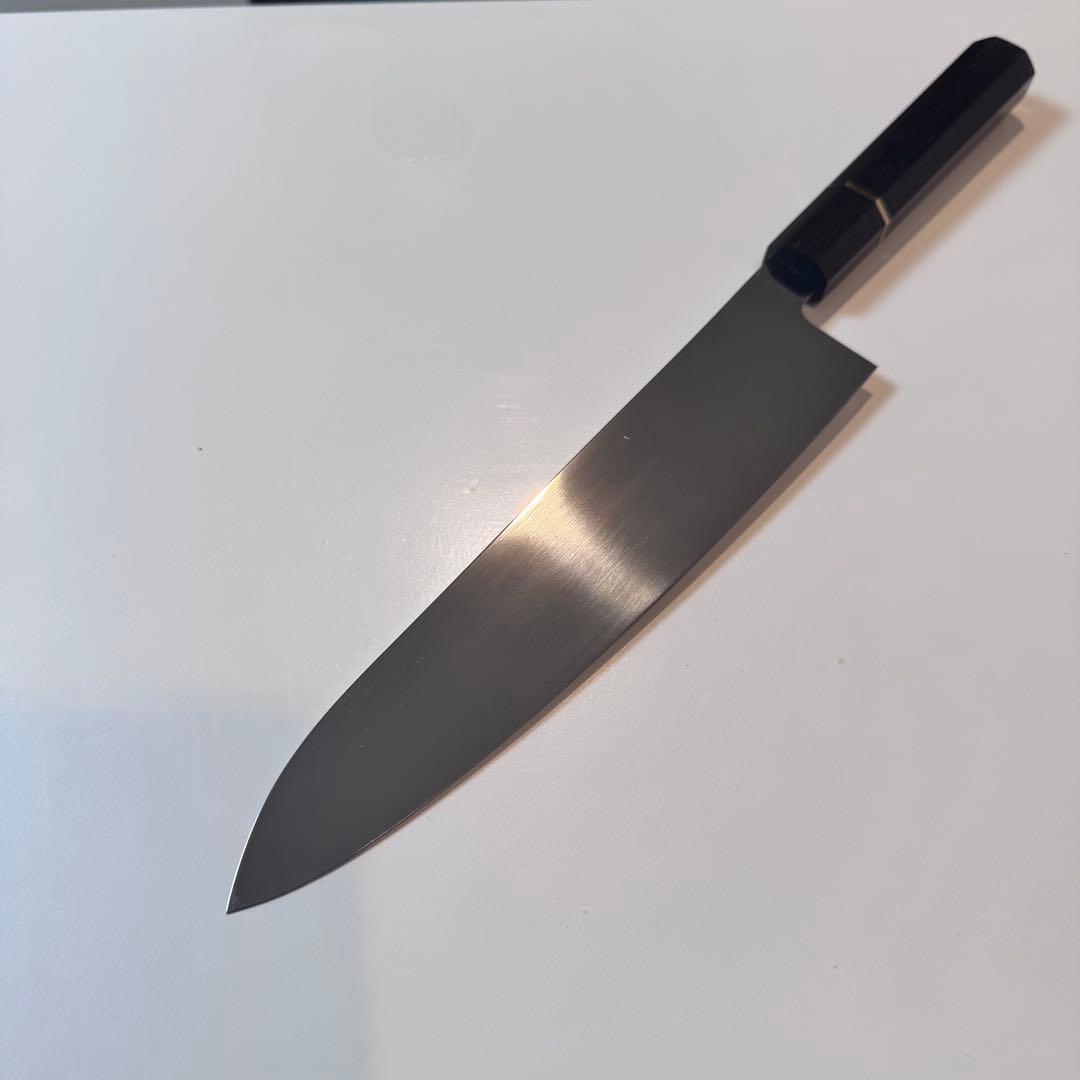 240mm 和牛刀 ステンレス全鋼 両刃 黒檀八角柄 - メルカリ