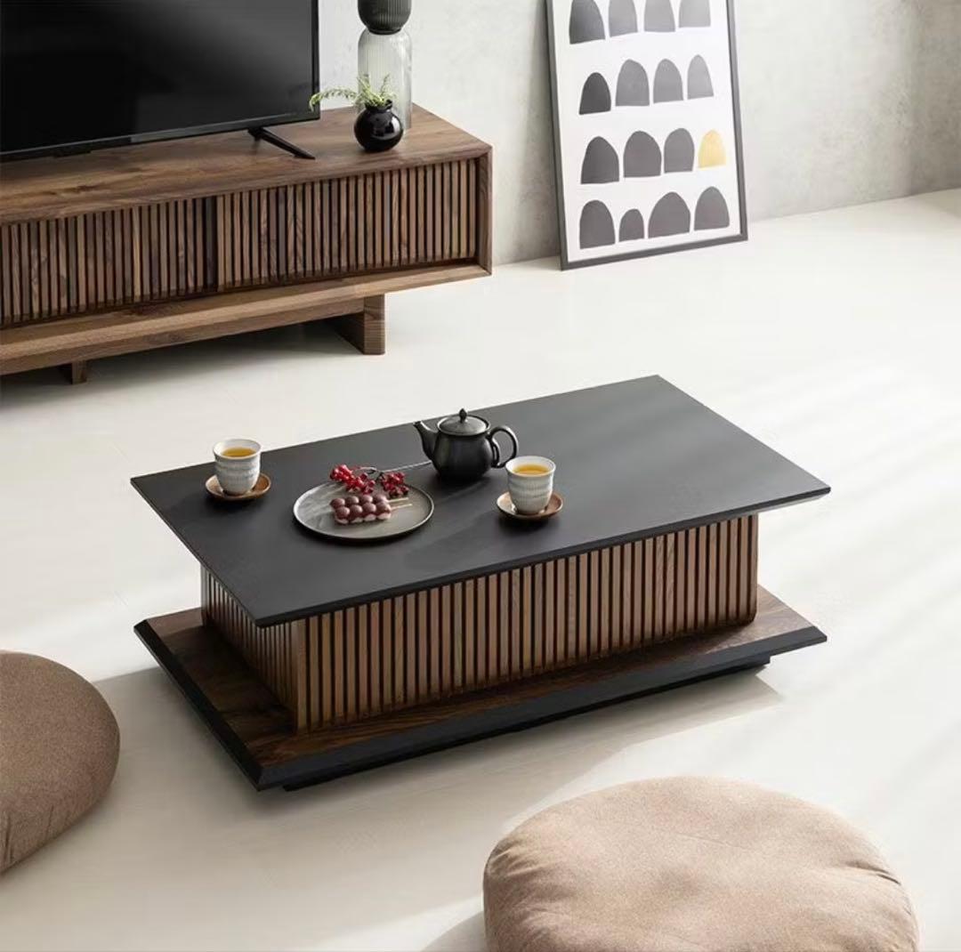 ブラック 幅100cm ローテーブル 引き出し リビングテーブル 収納付き