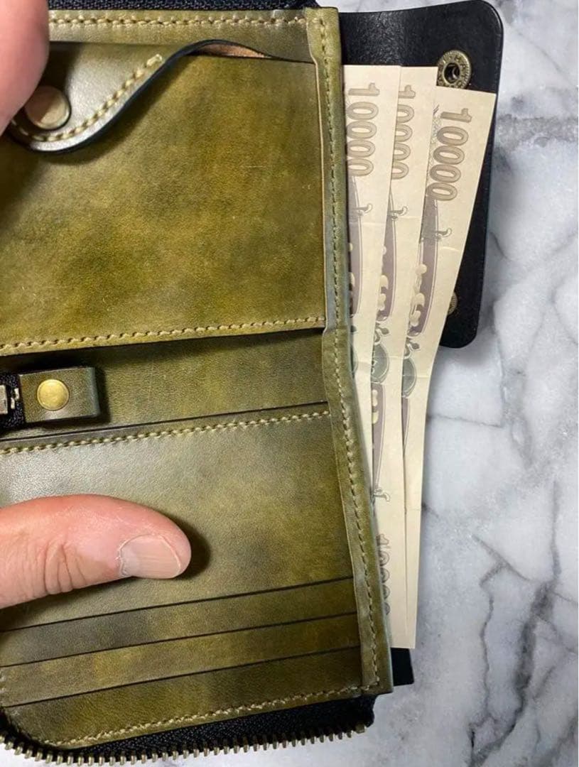 コンパクトL字ファスナーウォレット(オリーブ)