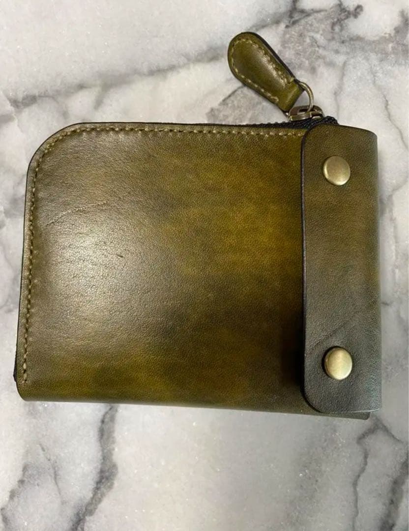 コンパクトL字ファスナーウォレット(オリーブ)