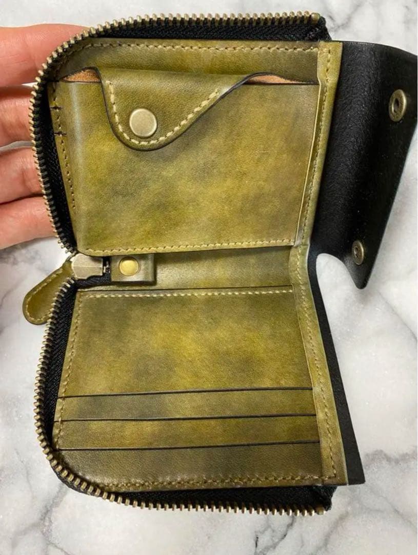 コンパクトL字ファスナーウォレット(オリーブ)