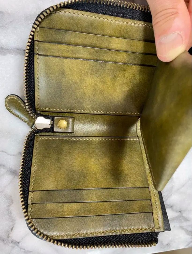 コンパクトL字ファスナーウォレット(オリーブ)