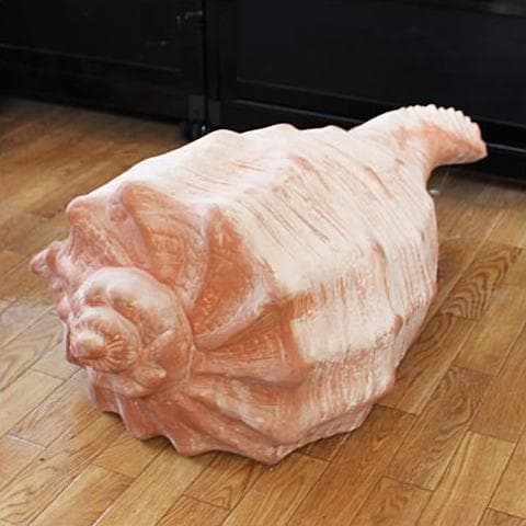 シェル型陶器プランター 大きめ オレンジ