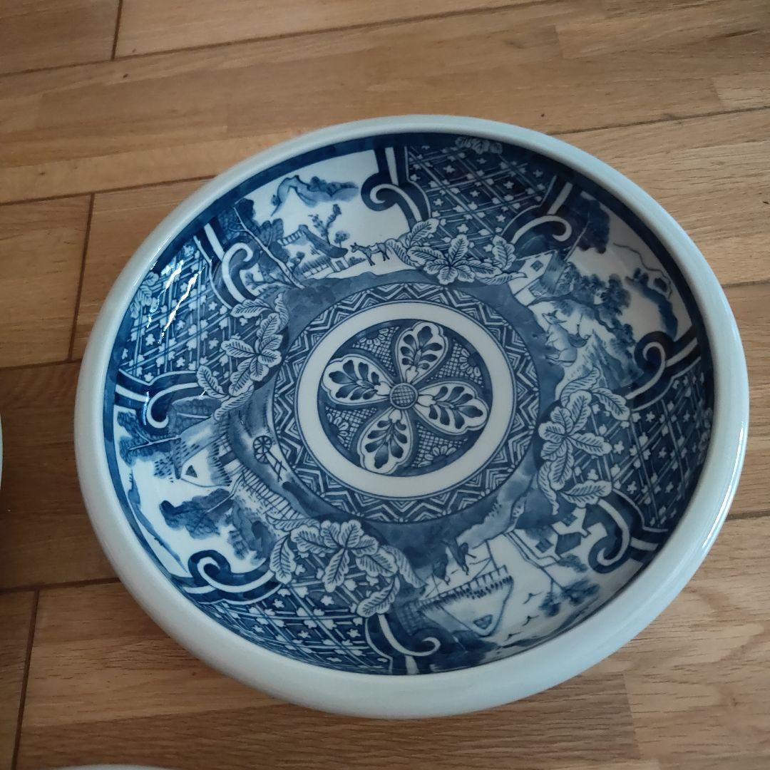 三洋陶器 龍峰窯 花風流 祥瑞玉渕 染付 盛鉢 大皿 盛皿 3枚セット