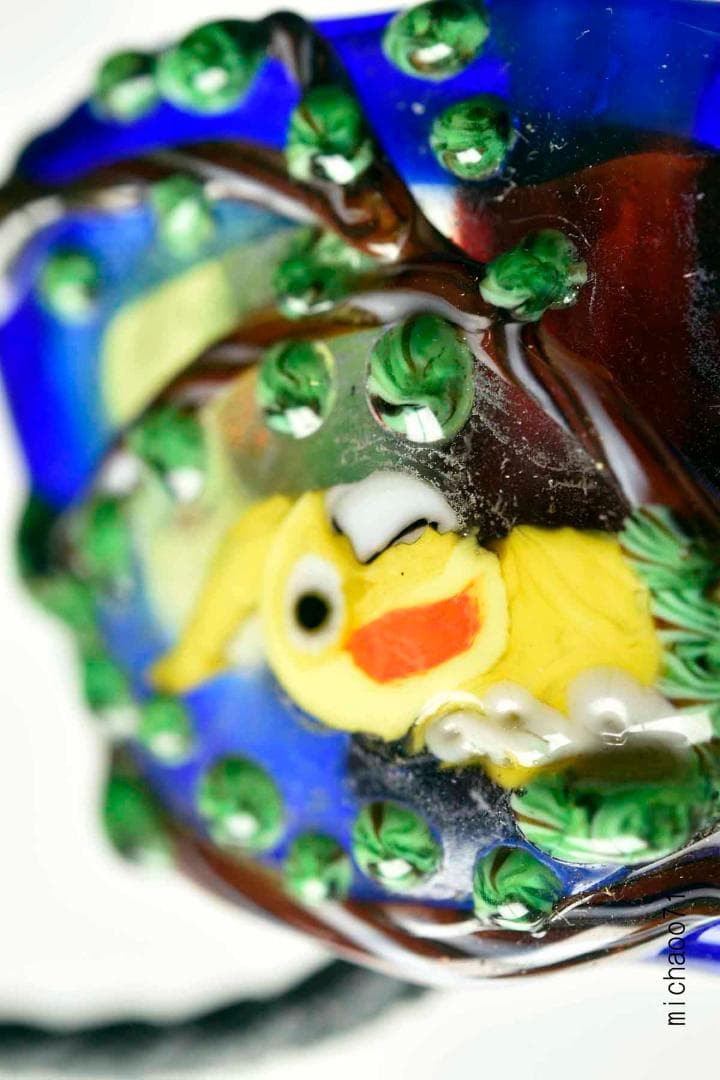 インコ　猫　とんぼ玉 トンボ玉 蜻蛉玉 ペンダントトップ 13466-491