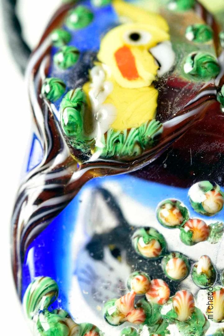 インコ　猫　とんぼ玉 トンボ玉 蜻蛉玉 ペンダントトップ 13466-491