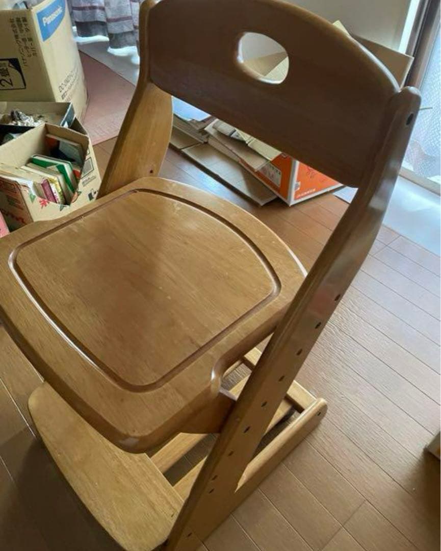 小田億　学習机　椅子　木　高さ調整　荷物置き付き
