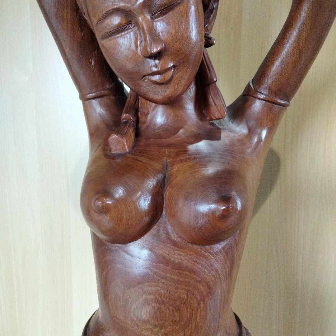 大型　アジアン　エレガント　木彫りの裸婦像　170cm
