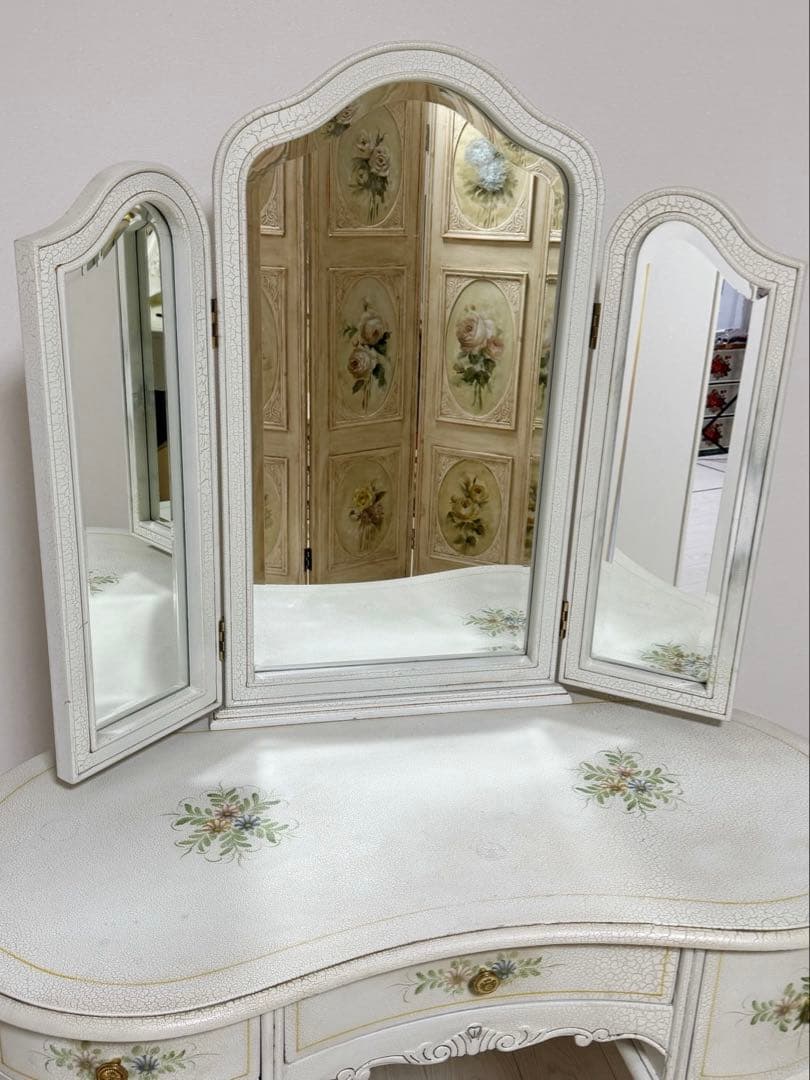 ロココ調 アンティークフレンチ ハンドペイントドレッサー 化粧台