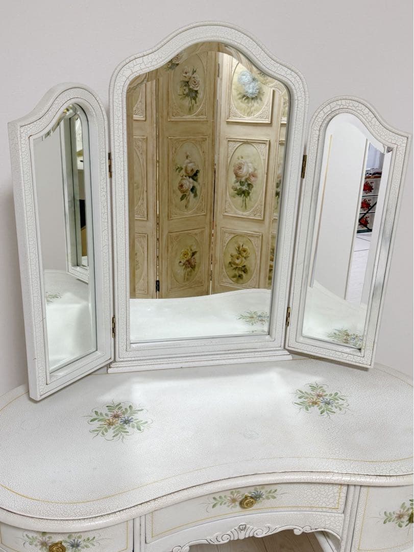 ロココ調 アンティークフレンチ ハンドペイントドレッサー 化粧台