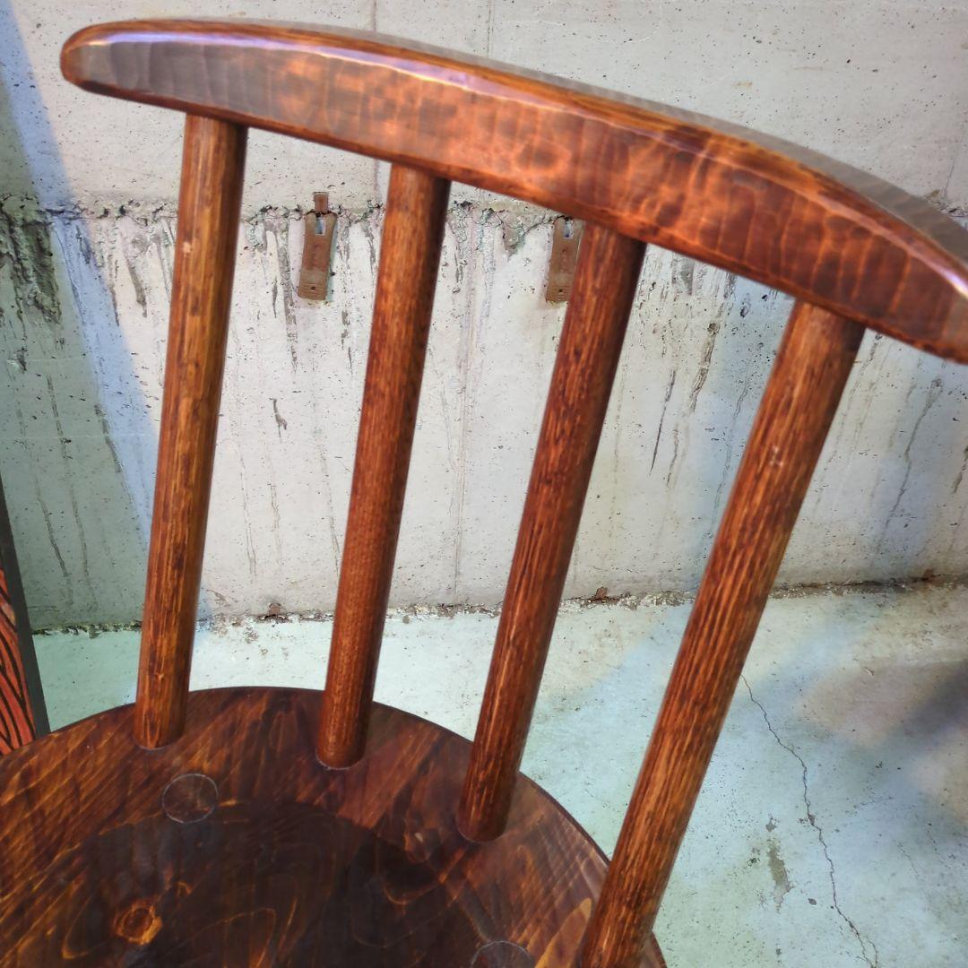 天然木 日本製 矢澤金太郎 手作り 和家具 拭き漆 スピンドル 椅子 イス ③