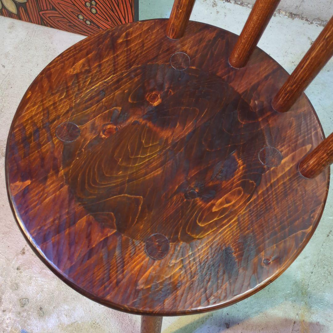 天然木 日本製 矢澤金太郎 手作り 和家具 拭き漆 スピンドル 椅子 イス ③