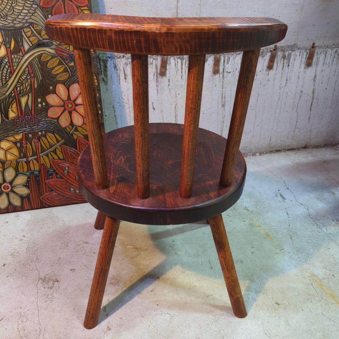 天然木 日本製 矢澤金太郎 手作り 和家具 拭き漆 スピンドル 椅子 イス ③