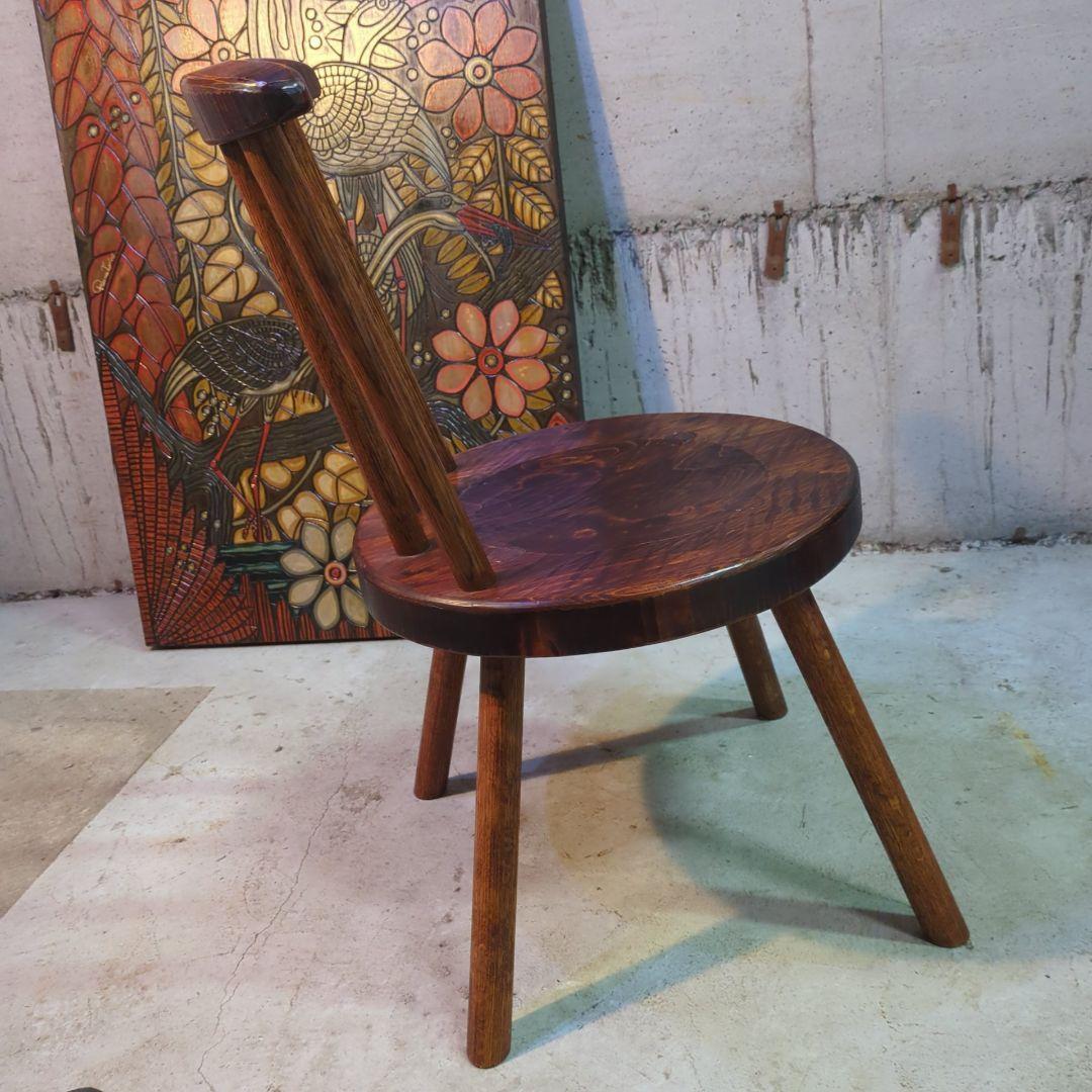 天然木 日本製 矢澤金太郎 手作り 和家具 拭き漆 スピンドル 椅子 イス ③