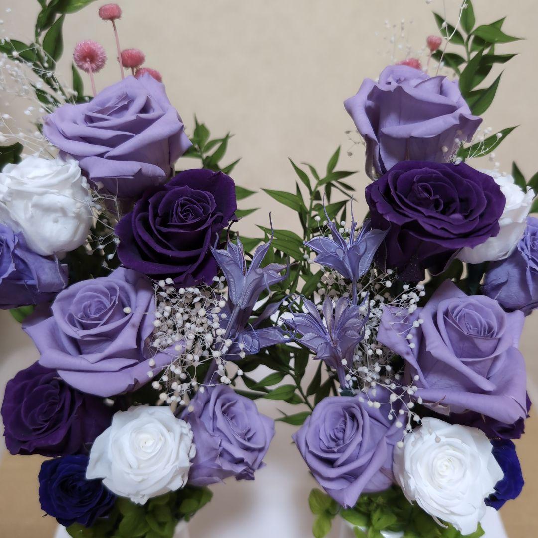 特選仏花　 お供え花　　一対 造花無し　　 プリザーブドフラワー　 花瓶付き