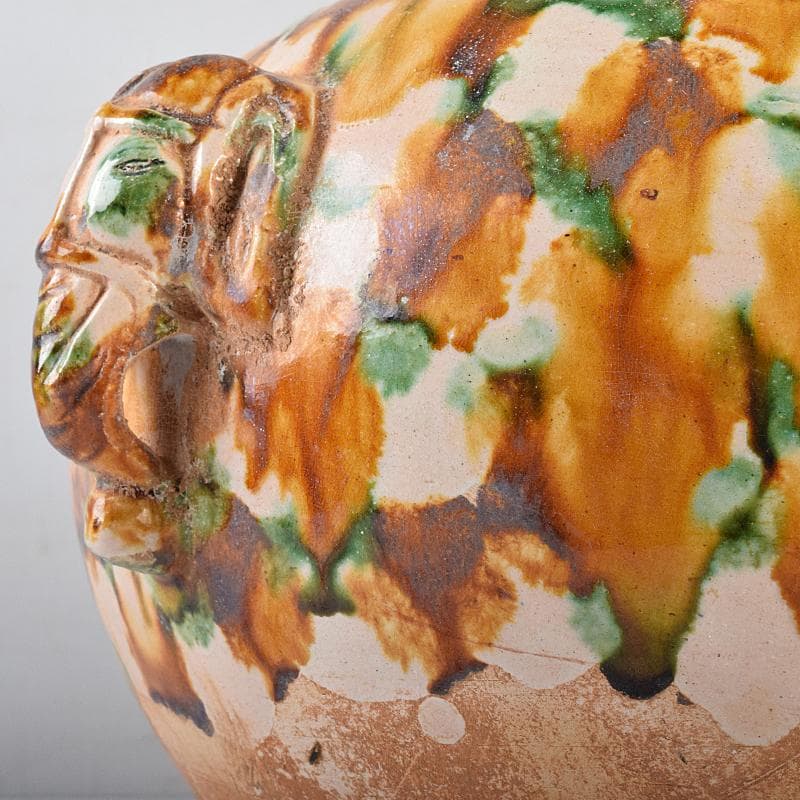 中国 唐三彩 獅子摘 双耳壷 C R8549B - メルカリ