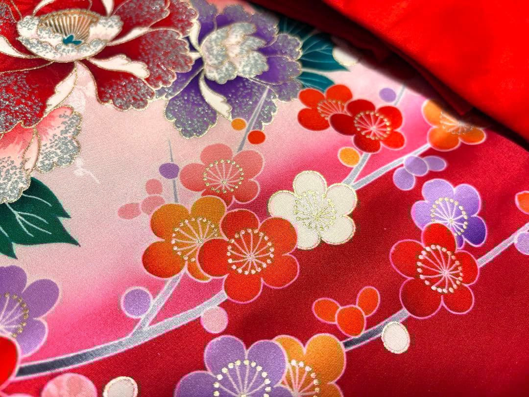 七五三　女児着物襦袢帯3点セット　赤