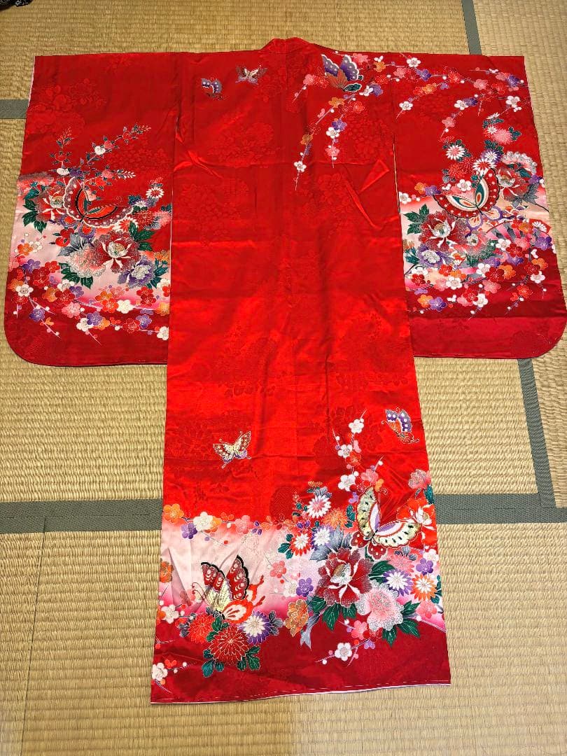 七五三　女児着物襦袢帯3点セット　赤