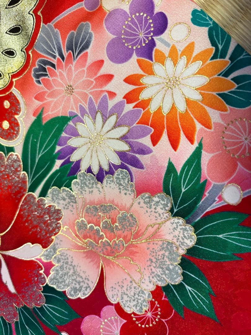 七五三　女児着物襦袢帯3点セット　赤