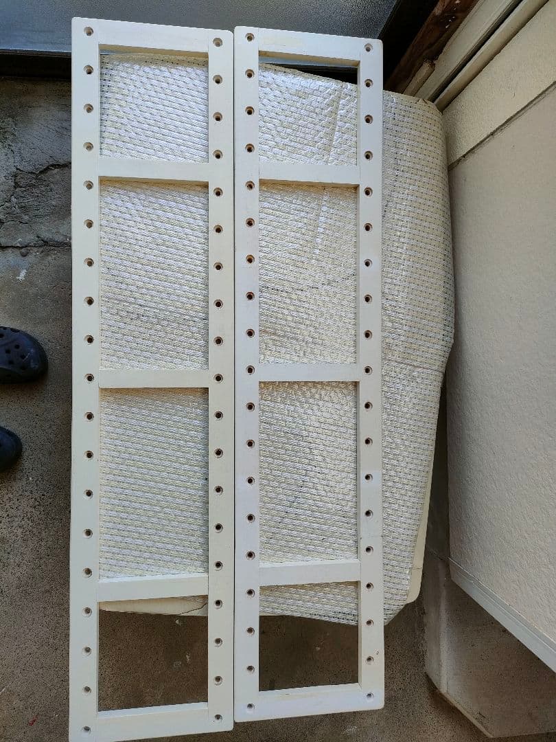 ●木製 組み立て式4段シェルフ無垢材ナチュラル×ホワイト高さ調整可