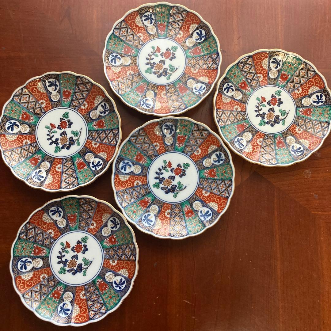 【未使用】有田焼 峯山作　銘々皿五客　18.6cm