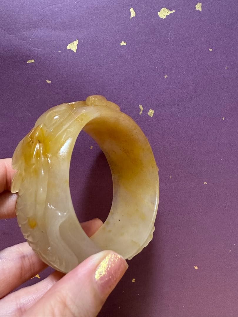 春節祭　魚戯蓮葉間　黄龍玉バングル