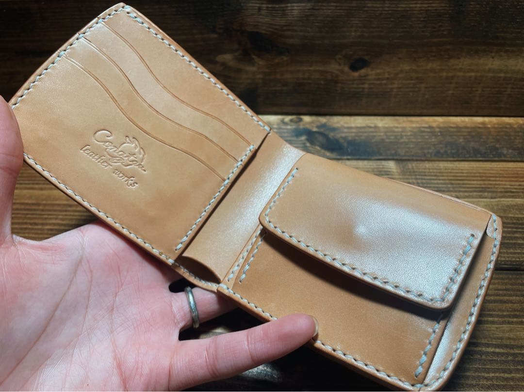 昭南多脂革 グレージング加工 ハーフウォレット