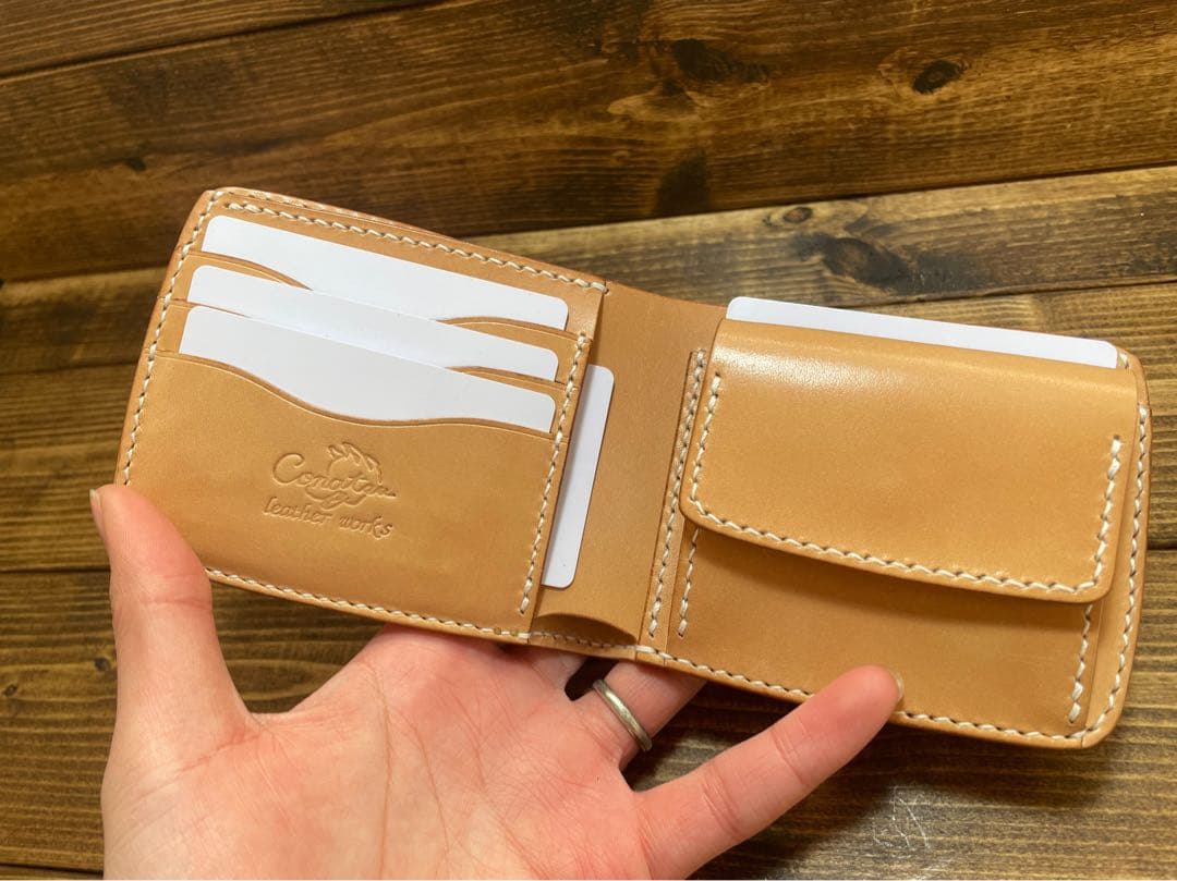 昭南多脂革 グレージング加工 ハーフウォレット