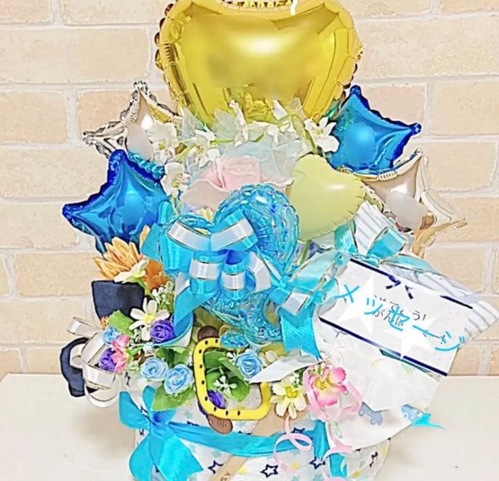 オムツケーキ　おむつケーキ　出産祝い　ベビーギフト　バルーンアート　還暦