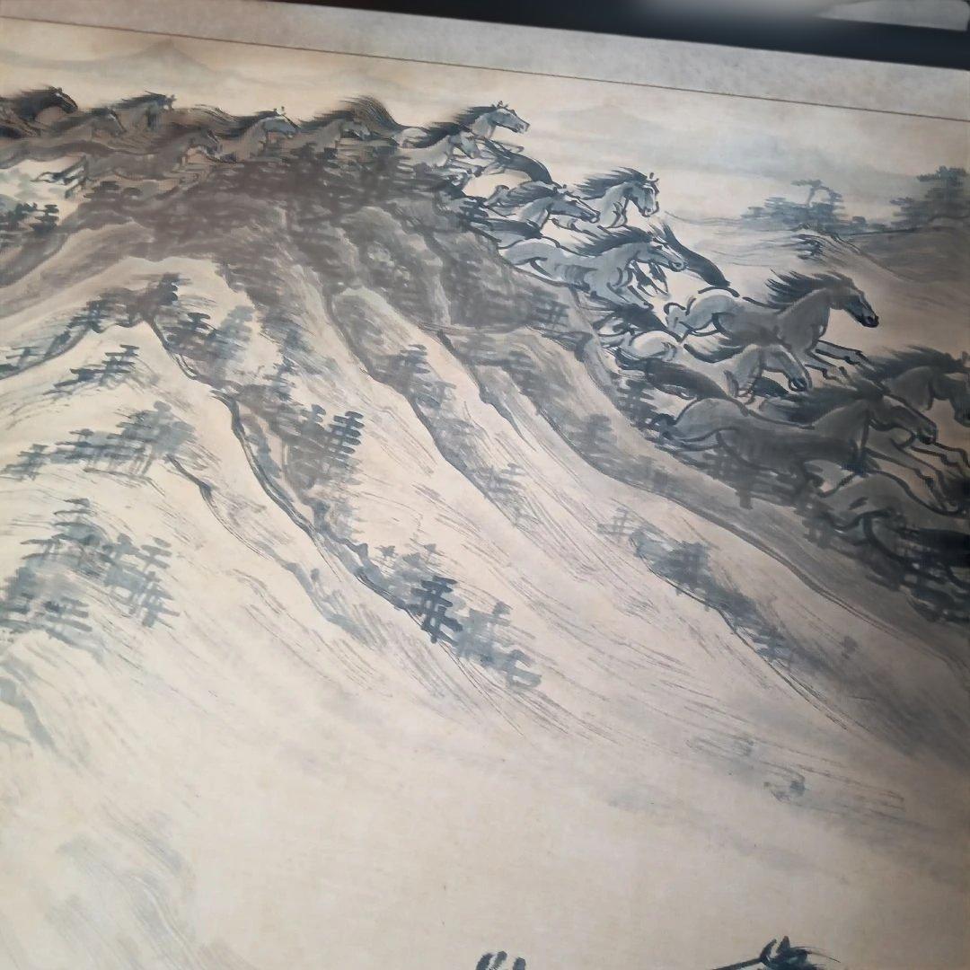 萬馬奔騰 　絹本水墨画　民国　韓宗湘