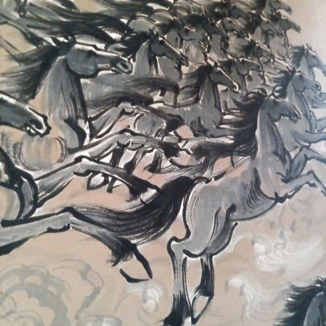 萬馬奔騰 　絹本水墨画　民国　韓宗湘