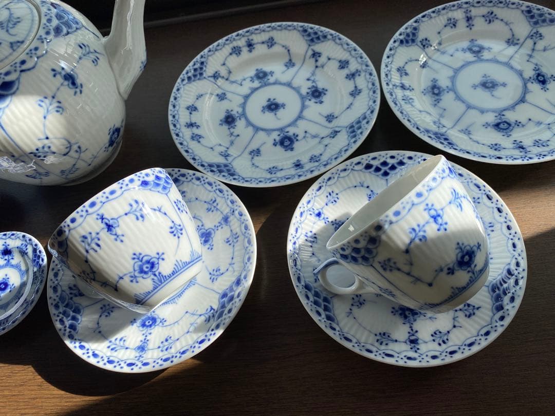 ロイヤルコペンハーゲンブルーフルーテッドハーフレースSet