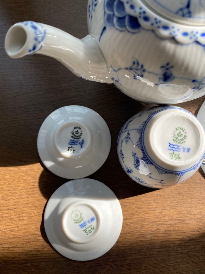 ロイヤルコペンハーゲンブルーフルーテッドハーフレースSet