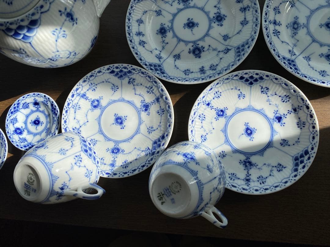 ロイヤルコペンハーゲンブルーフルーテッドハーフレースSet