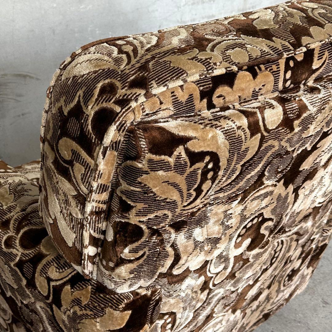 ✿70s✿昭和レトロ ヴィンテージ1人掛けソファ 金華山✕無垢調アーム