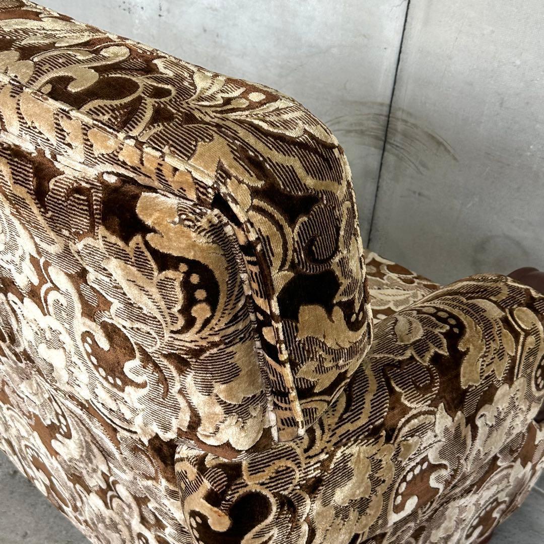 ✿70s✿昭和レトロ ヴィンテージ1人掛けソファ 金華山✕無垢調アーム