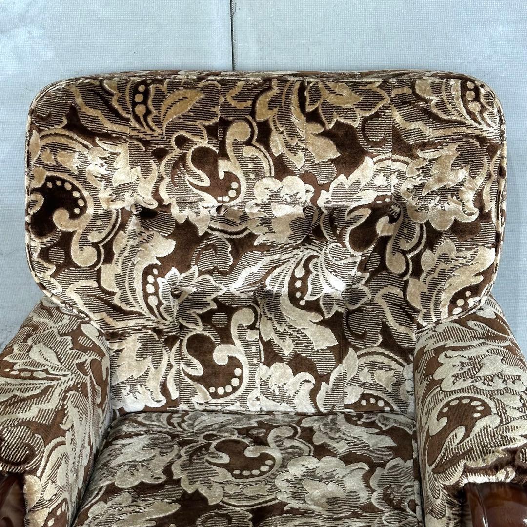 ✿70s✿昭和レトロ ヴィンテージ1人掛けソファ 金華山✕無垢調アーム