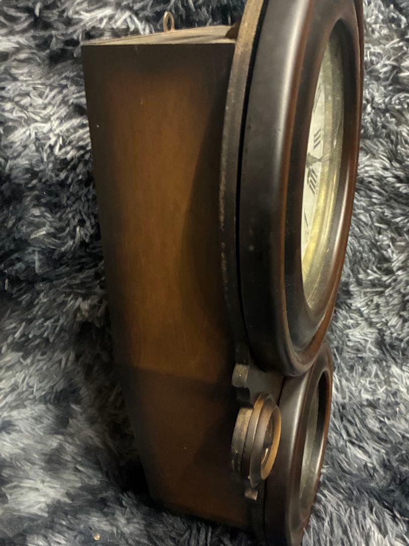 B）希少 アンティーク柱時計 愛工社CROWNFAN ダルマ四つ丸 31day